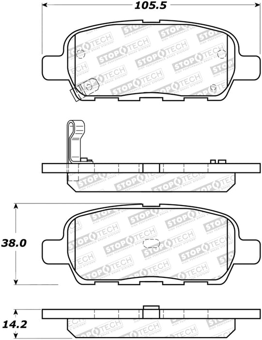 Plaquettes de frein sport StopTech avec cales et matériel - arrière