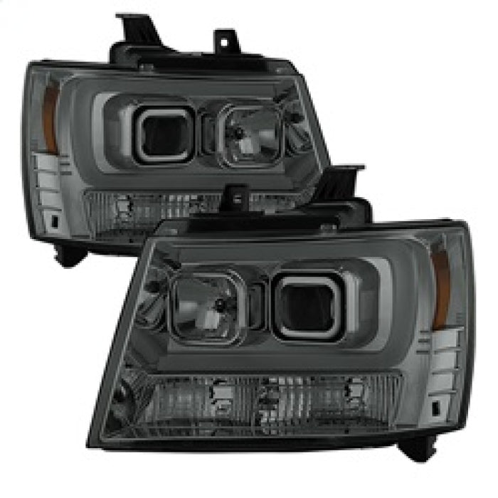 Phares de projecteur Spyder 07-14 Chevy Suburban/1500/2500/Tahoe V2 fumés PRO-YD-CSUB07V2-DRL-SM