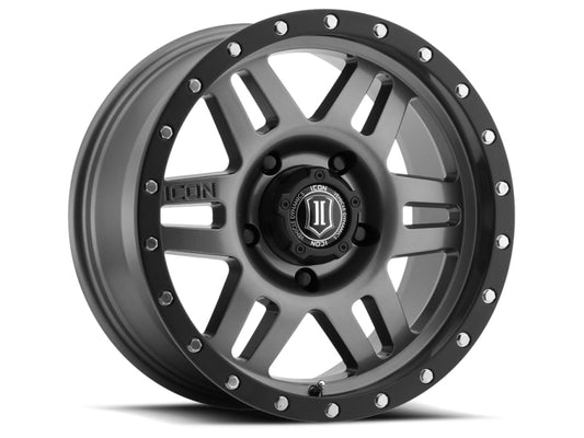 ICON Six Speed 17x8.5 5x5 -6mm Offset 4.5in BS 94mm Bore Gun Metal Wheel