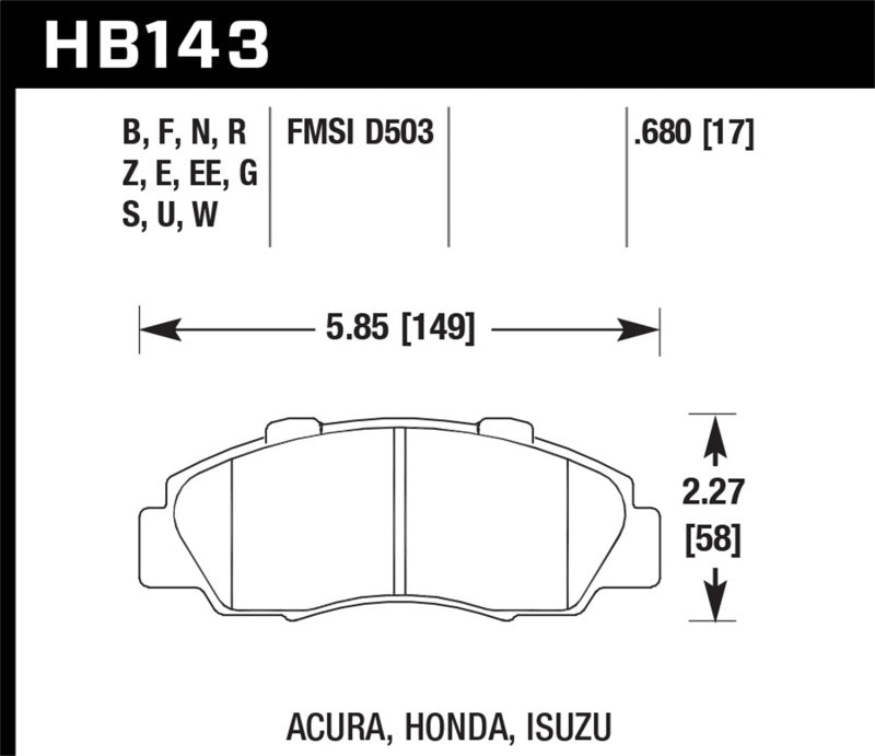 Plaquettes de frein avant Hawk 97-01 Honda Prelude HP+ Street