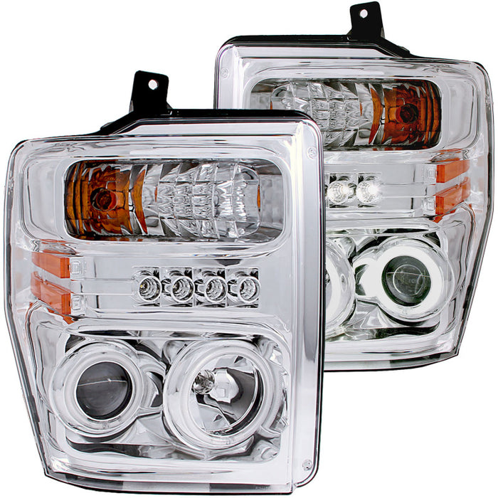 Phares de projecteur ANZO 2008-2010 Ford F-250 avec halo chromé (CCFL)