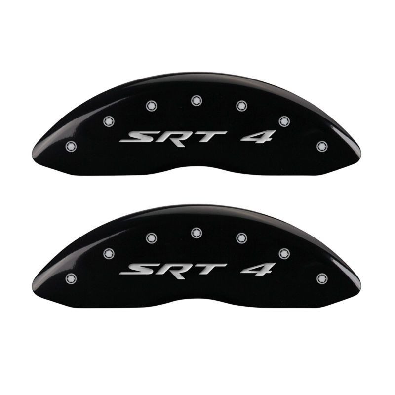 MGP Front set 2 Caliper Covers Engraved Front SRT4 Black finish silver ch