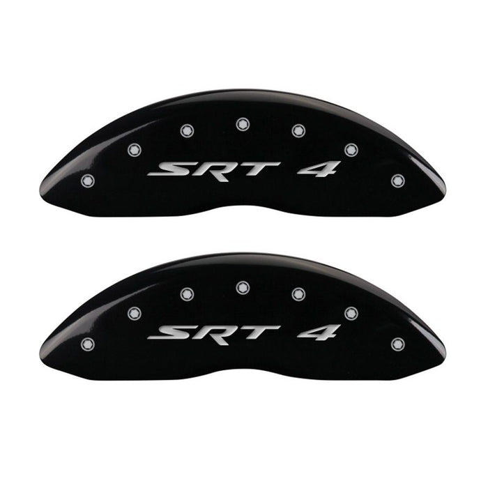 MGP Front set 2 Caliper Covers Engraved Front SRT4 Black finish silver ch