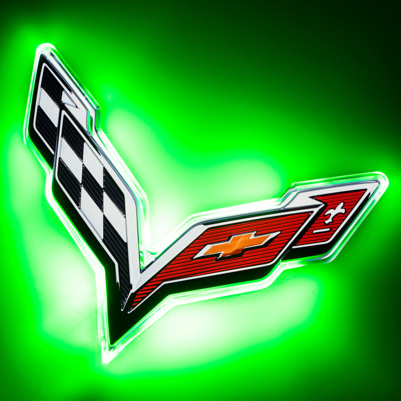 Oracle Corvette C7 Rear Illuminated Emblem - Dual Intensity - Green SEE WARRANTY