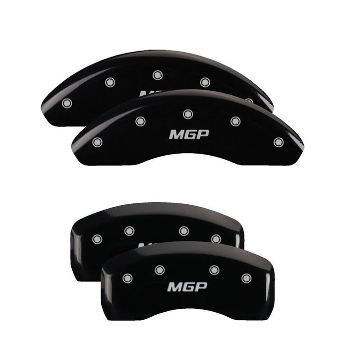 MGP 4 Caliper Covers Engraved Front & Rear Impala style/SS Black finish silver ch