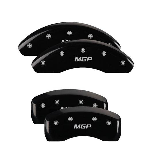 MGP 4 Caliper Covers Engraved Front & Rear MGP Black Finish Silver Characters 2018 Toyota Camry