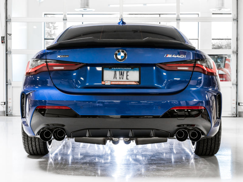 Échappement AWE Tuning 2019+ BMW M340i (G20) Touring Edition non résonnant - Embouts noirs Quad Diamond