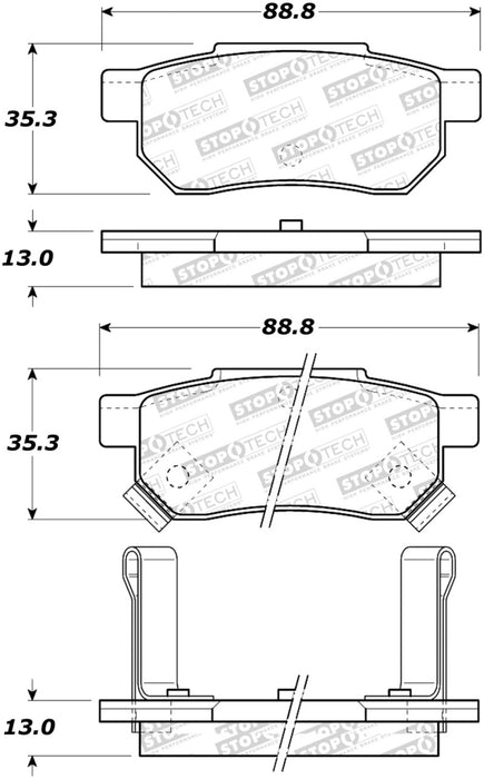 StopTech Sport Brake Pads w/Shims & Hardware - Rear