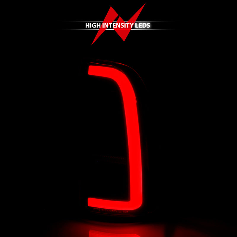 Feux arrière à LED ANZO 00-06 Toyota Tundra (lit standard/cabine standard) avec barre lumineuse, boîtier noir, lentille fumée