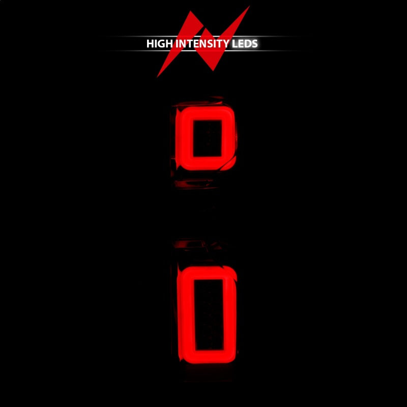 Feux arrière à LED Anzo 19-21 Chevy Silverado avec boîtier chromé et lentille rouge/transparente G2 (avec barres lumineuses C)