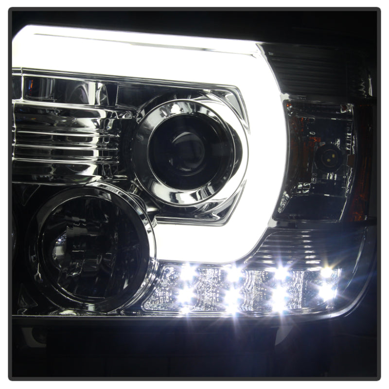 Phares de projecteur Spyder GMC Sierra 14-16 Barre lumineuse DRL Chrome PRO-YD-GS14-LBDRL-C