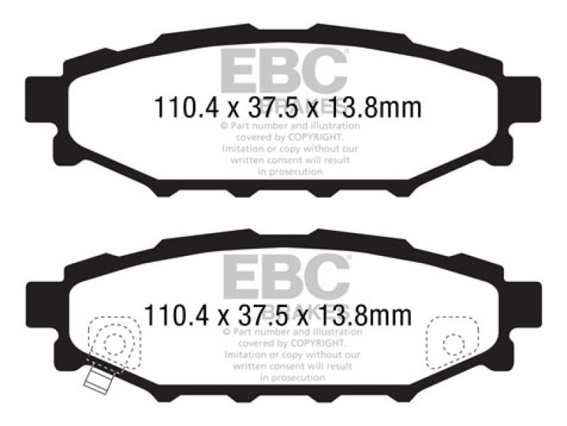 EBC 12+ Subaru BRZ 2.0 (disques arrière solides) Plaquettes de frein arrière Greenstuff