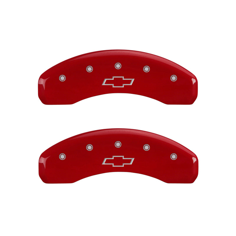 MGP 4 Caliper Covers Engraved Front & Rear Bowtie Red finish silver ch