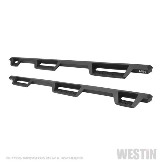 Westin 99-16 Ford F-250/350/450/550 CC (6.75ft Bed) HDX Drop Whl to Whl Nerf Step Bars - Text Blk