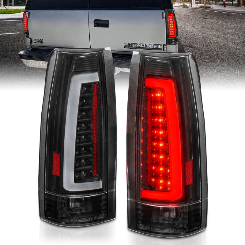 Feux arrière à LED ANZO 1999-2000 Cadillac Escalade Boîtier noir Lentille transparente Paire