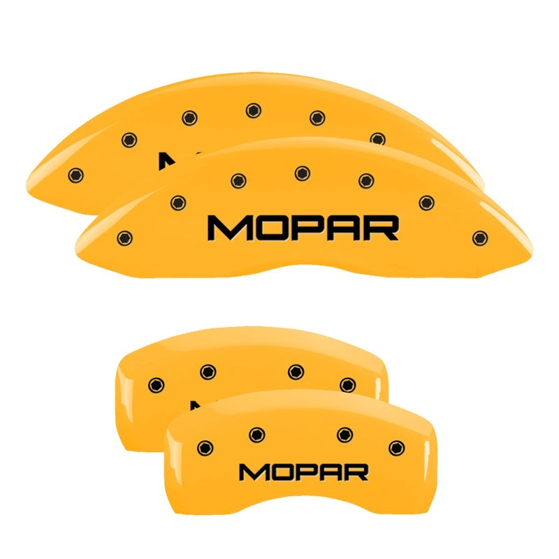 MGP 4 Caliper Covers Engraved Front & Rear MOPAR Yellow finish black ch