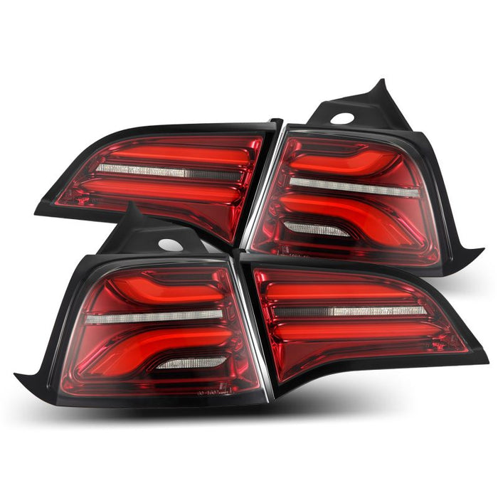 Feux arrière à LED AlphaRex 20-22 Tesla Model Y PRO-Series, fumée rouge avec signal Seq