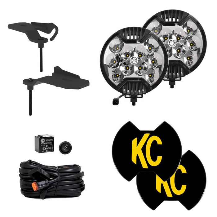 Kit d'éclairage de fossé à 2 lampes LED SlimLite de KC HiLiTES pour Jeep 392/Mojave