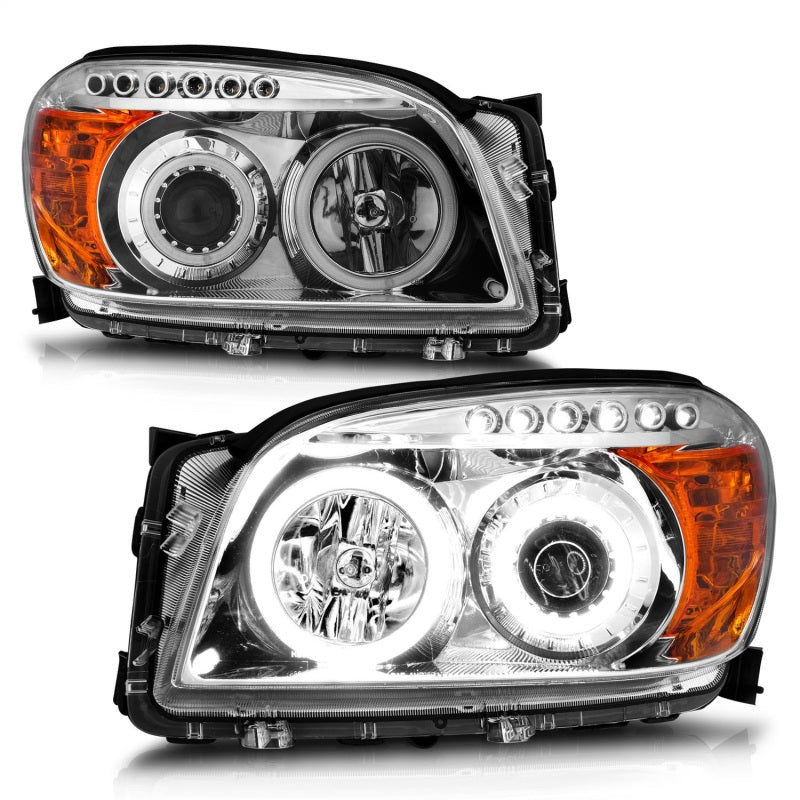 ANZO 2006-2008 Toyota Rav4 Projector Headlights w/ Halo Chrome (CCFL)