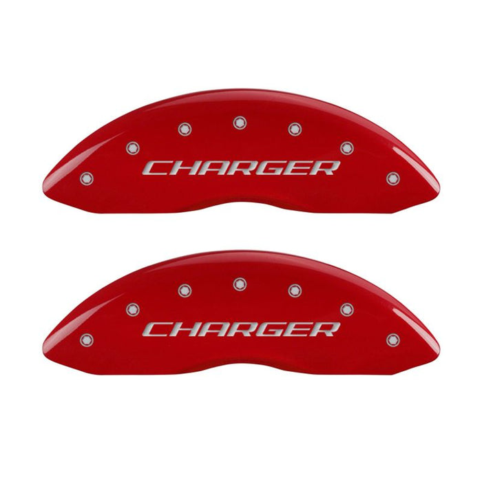 Couvre-étriers MGP 4 gravés Chargeur avant gravé Arrière RT Finition rouge argent ch