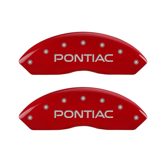 MGP 4 Caliper Covers Engraved Front Pontiac Engraved Rear GXP Red finish silver ch