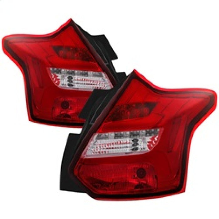 Feux arrière à LED Spyder 12-14 Ford Focus 5DR - Rouge transparent (ALT-YD-FF12-LED-RC)