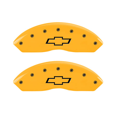 Couvre-étriers MGP 4 gravés F &amp; R Bowtie Finition jaune Noir Char 2014 Chevrolet Express 2500