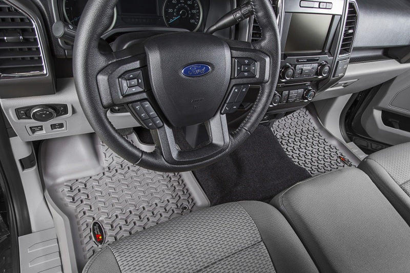 Revêtement de plancher avant Rugged Ridge gris pour Ford F-150 / Raptor / Extended / Super Crew Cab 2015-2020