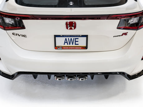 Échappement AWE Tuning 2023 Honda Civic Type R FL5 Touring Edition avec triple embouts chromés argentés