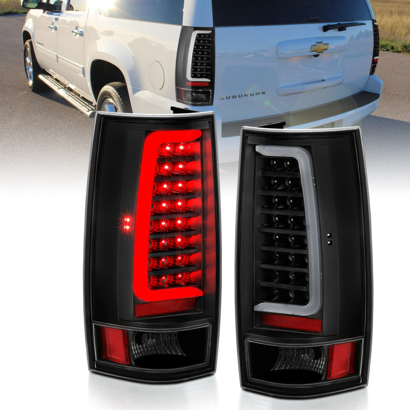 Feu arrière à LED ANZO 2007-2014 Chevy Tahoe style planche noir avec lentille transparente