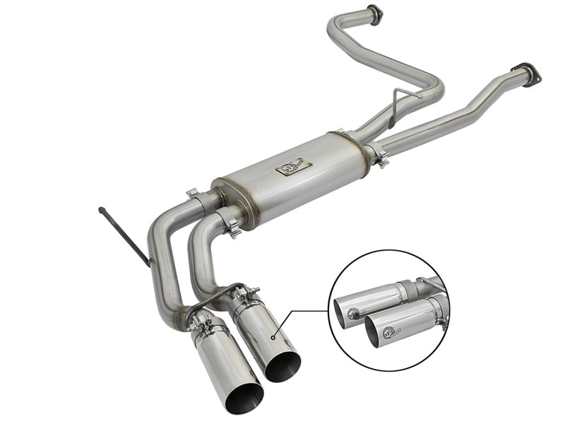 Échappement arrière de catalyseur aFe POWER Rebel Series 2-1/2 po 409 SS avec embouts polis 16-17 Nissan Titan V8 5,6 L