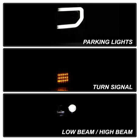 Phares de projecteur Spyder Ford F150 13-14 Xenon uniquement, barre lumineuse, noir PRO-YD-FF15013PL-SEQ-BK