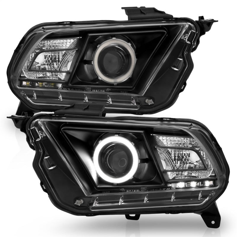 Phares de projecteur ANZO 2010-2014 Ford Mustang avec halo noir (CCFL)