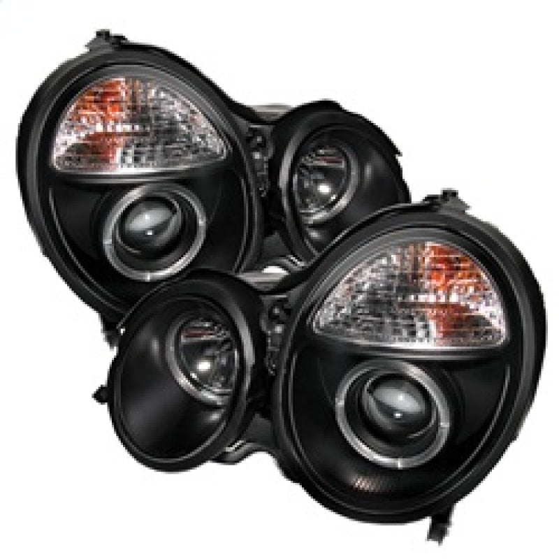 Phares de projecteur Spyder Mercedes Benz Classe E 00-02 LED Halo Blk PRO-YD-MBW21099-HL-BK