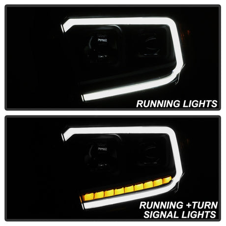 Phares de projet à barre lumineuse LED DRL xTune 14-17 pour Toyota Tundra - Fumée noire (PRO-JH-TTU14-LB-BSM)