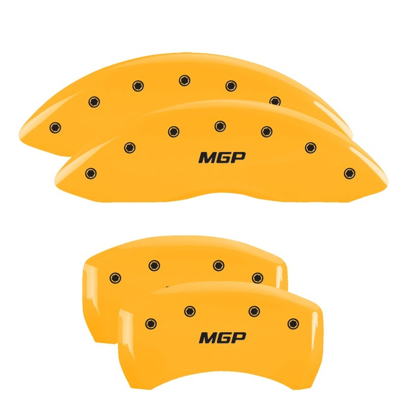 MGP 4 Caliper Covers Engraved Front & Rear Lincoln Yellow finish black ch