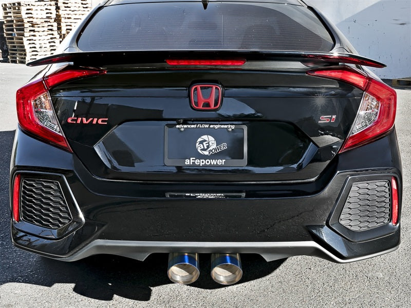 Système d'échappement Cat-Back aFe Takeda 3 pouces 304 SS avec embouts bleus 2017+ Honda Civic Si 4Dr I4 1,5 L (t)