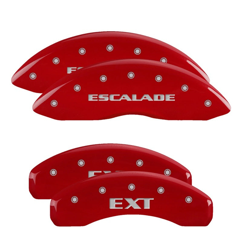 Couvre-étriers MGP 4 gravés à l'avant en cursive/arrière gravé Cadillac SRX finition rouge argent ch