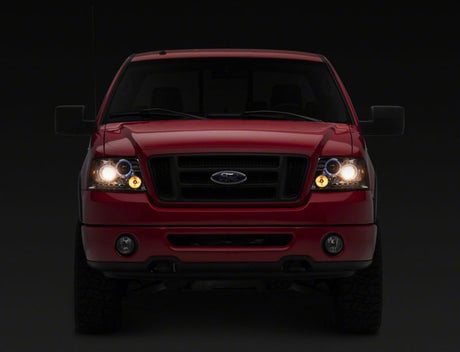 Phares de projecteur à double LED Raxiom 04-08 Ford F-150 - Boîtier chromé (lentille transparente)