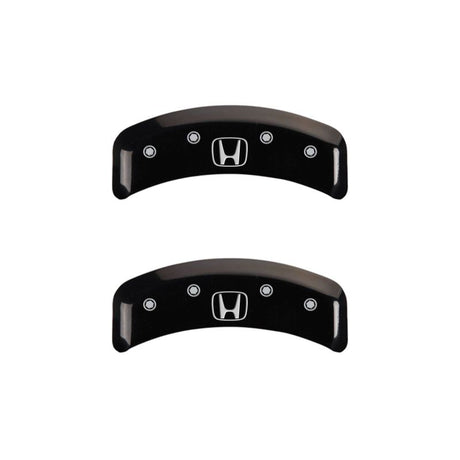 Couvre-étriers MGP 4 gravés à l'avant, logo Honda gravé à l'arrière, finition noire, argent ch