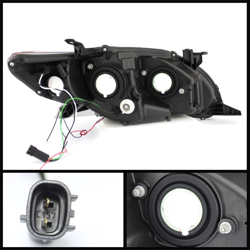 Phares de projecteur Spyder Toyota Corolla 11-13 Modèle halogène uniquement - DRL LED Blk PRO-YD-TC11-DRL-BK
