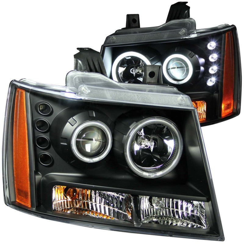 Phares de projecteur ANZO 2007-2013 Chevrolet Avalanche avec halo noir (CCFL)