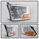 xTune Dodge Ram 1500 09-12 ( Non Quad Headlights ) Crystal Headlights Chrome HD-JH-DR09-AM-C