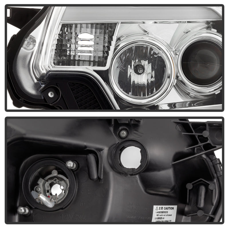 Phares de projecteur Spyder Toyota Tacoma 12-16 Barre lumineuse DRL Chrome PRO-YD-TT12-LBDRL-C