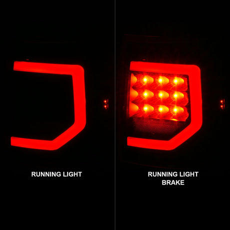 Feux arrière à LED Anzo 07-11 Toyota Tundra avec boîtier noir et lentille transparente G2 (avec barres lumineuses C)