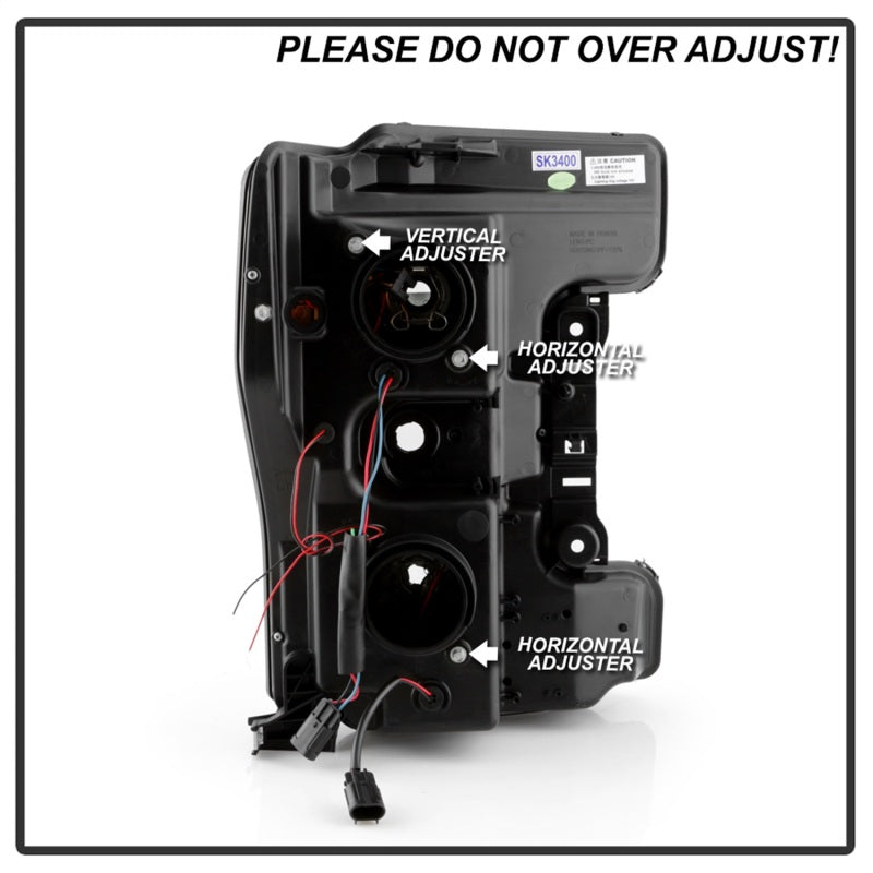 Spyder 17-18 Ford F250/F350/F450 Modèle halogène uniquement - Barre lumineuse blanche - Noir - PRO-YD-FS17HALSI-BK