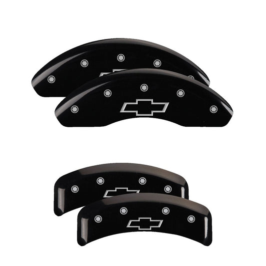 MGP 4 Caliper Covers Engraved Front & Rear Bowtie Black finish silver ch