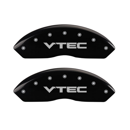 MGP 4 Caliper Covers Engraved Front & Rear Vtech Black finish silver ch