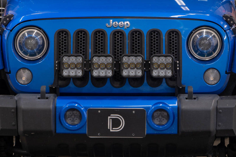 Kit de barre lumineuse de calandre Diode Dynamics pour Jeep JK SS5 à 4 modules CrossLink Pro - Combo jaune