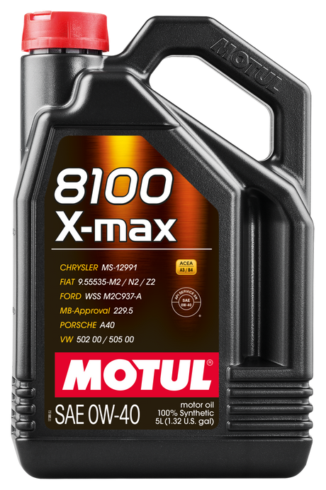 Huile moteur synthétique Motul 5L 8100 0W40 X-MAX - Porsche A40